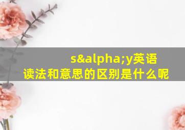 sαy英语读法和意思的区别是什么呢