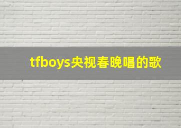 tfboys央视春晚唱的歌