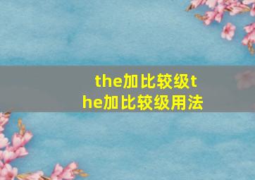 the加比较级the加比较级用法