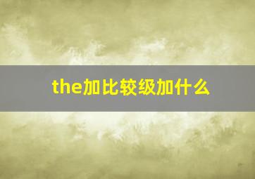 the加比较级加什么