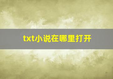 txt小说在哪里打开