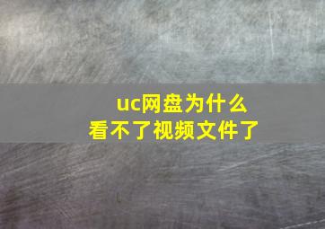 uc网盘为什么看不了视频文件了