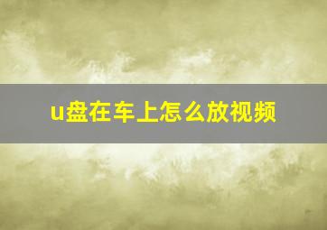 u盘在车上怎么放视频