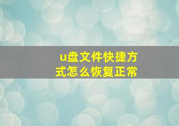 u盘文件快捷方式怎么恢复正常