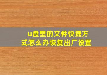 u盘里的文件快捷方式怎么办恢复出厂设置