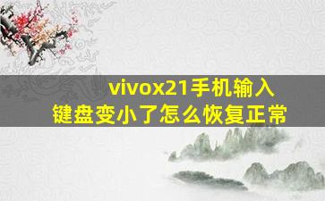 vivox21手机输入键盘变小了怎么恢复正常