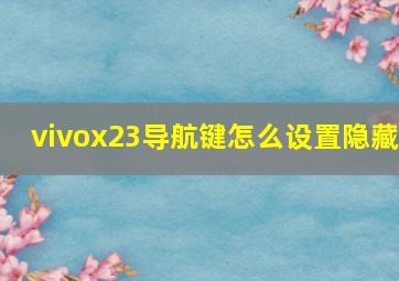 vivox23导航键怎么设置隐藏