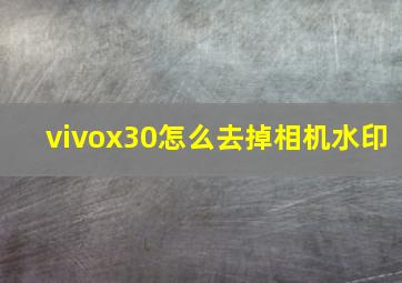 vivox30怎么去掉相机水印