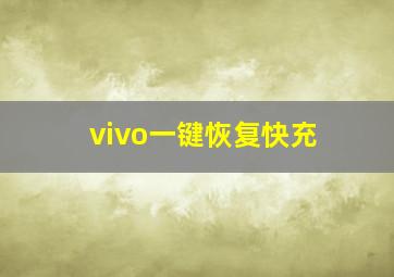 vivo一键恢复快充