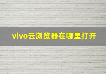 vivo云浏览器在哪里打开