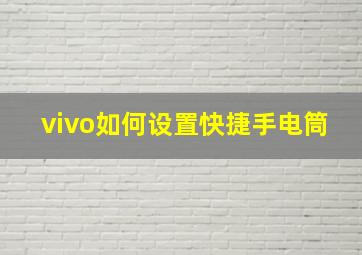 vivo如何设置快捷手电筒