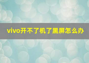 vivo开不了机了黑屏怎么办