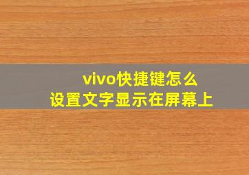 vivo快捷键怎么设置文字显示在屏幕上