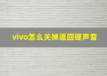 vivo怎么关掉返回键声音