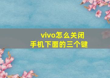 vivo怎么关闭手机下面的三个键