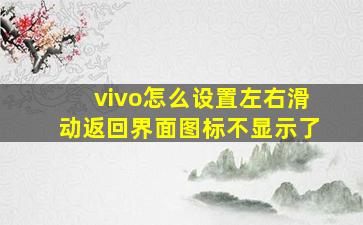 vivo怎么设置左右滑动返回界面图标不显示了