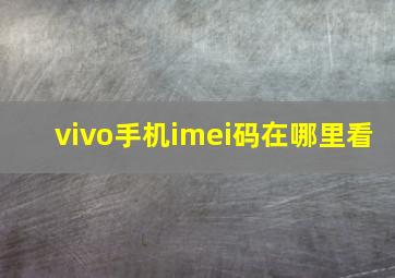 vivo手机imei码在哪里看