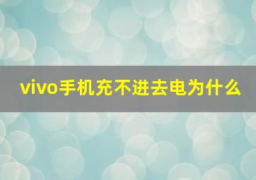 vivo手机充不进去电为什么