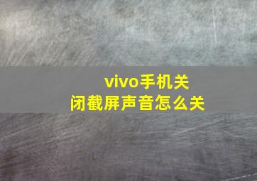 vivo手机关闭截屏声音怎么关