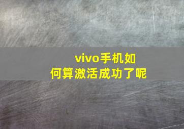 vivo手机如何算激活成功了呢