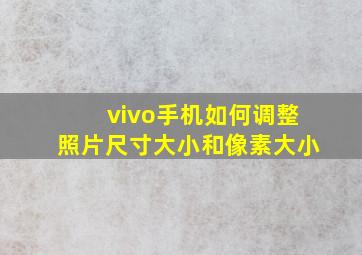 vivo手机如何调整照片尺寸大小和像素大小