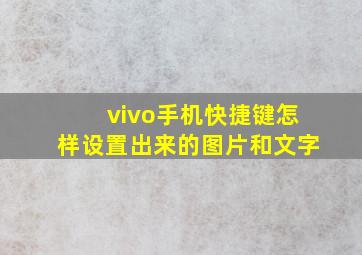 vivo手机快捷键怎样设置出来的图片和文字