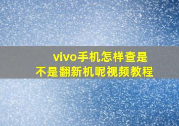 vivo手机怎样查是不是翻新机呢视频教程