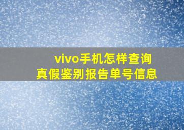 vivo手机怎样查询真假鉴别报告单号信息