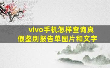 vivo手机怎样查询真假鉴别报告单图片和文字