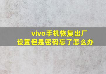 vivo手机恢复出厂设置但是密码忘了怎么办