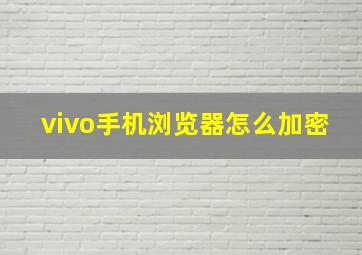 vivo手机浏览器怎么加密