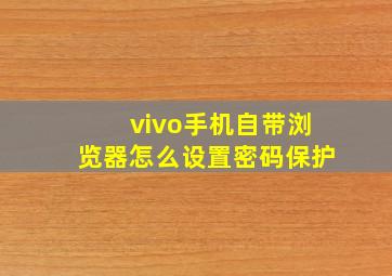 vivo手机自带浏览器怎么设置密码保护