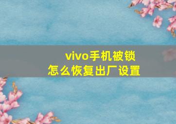 vivo手机被锁怎么恢复出厂设置