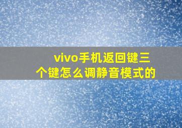 vivo手机返回键三个键怎么调静音模式的