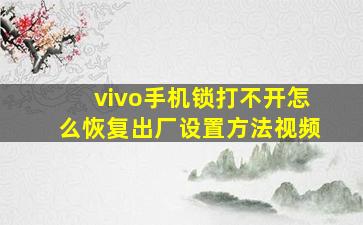 vivo手机锁打不开怎么恢复出厂设置方法视频