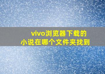 vivo浏览器下载的小说在哪个文件夹找到