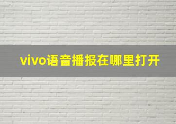 vivo语音播报在哪里打开