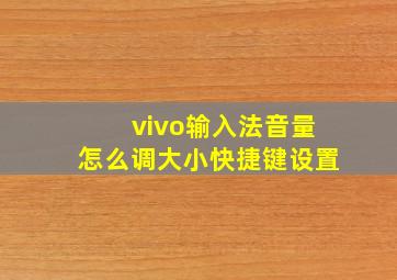 vivo输入法音量怎么调大小快捷键设置