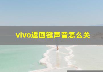 vivo返回键声音怎么关