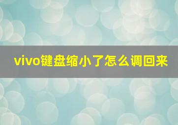 vivo键盘缩小了怎么调回来