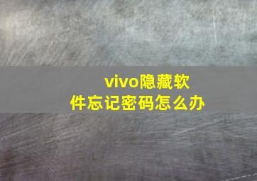 vivo隐藏软件忘记密码怎么办