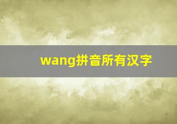 wang拼音所有汉字