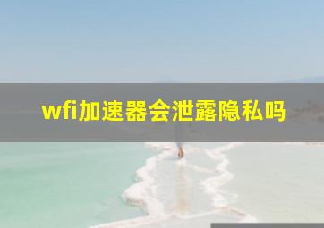 wfi加速器会泄露隐私吗