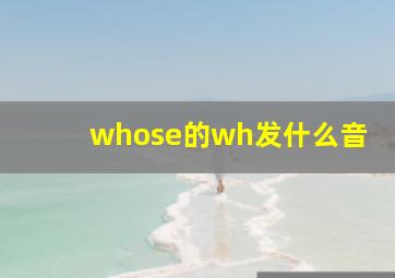 whose的wh发什么音