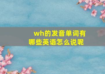 wh的发音单词有哪些英语怎么说呢