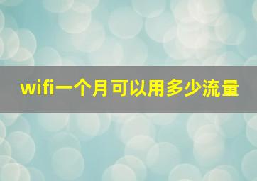 wifi一个月可以用多少流量