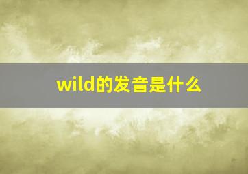 wild的发音是什么