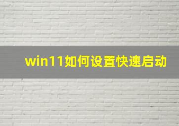 win11如何设置快速启动