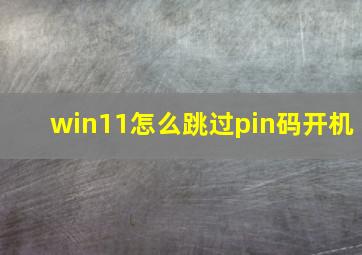 win11怎么跳过pin码开机