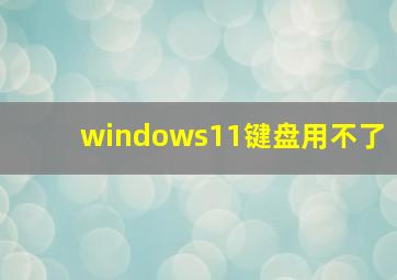 windows11键盘用不了